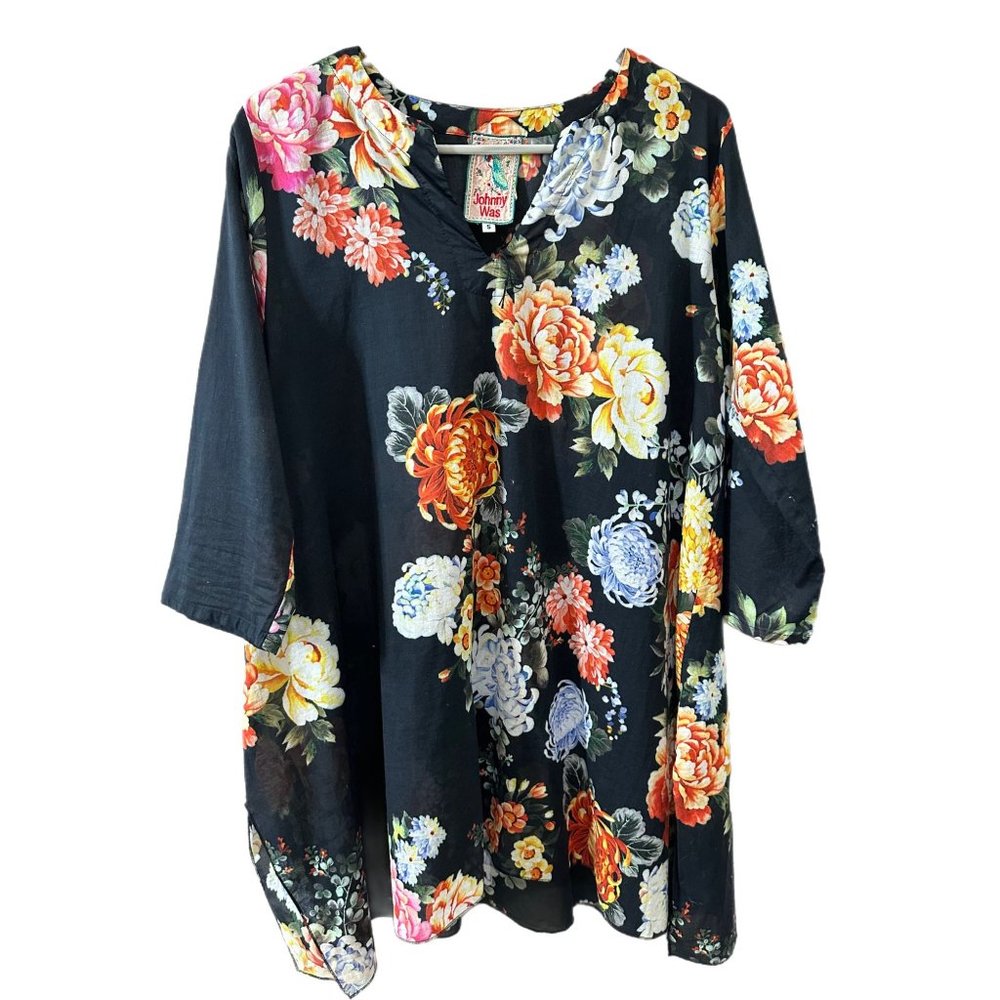 Johnny Was Women’s Size Small 3/4 Sleeve Floral Tunic Boho